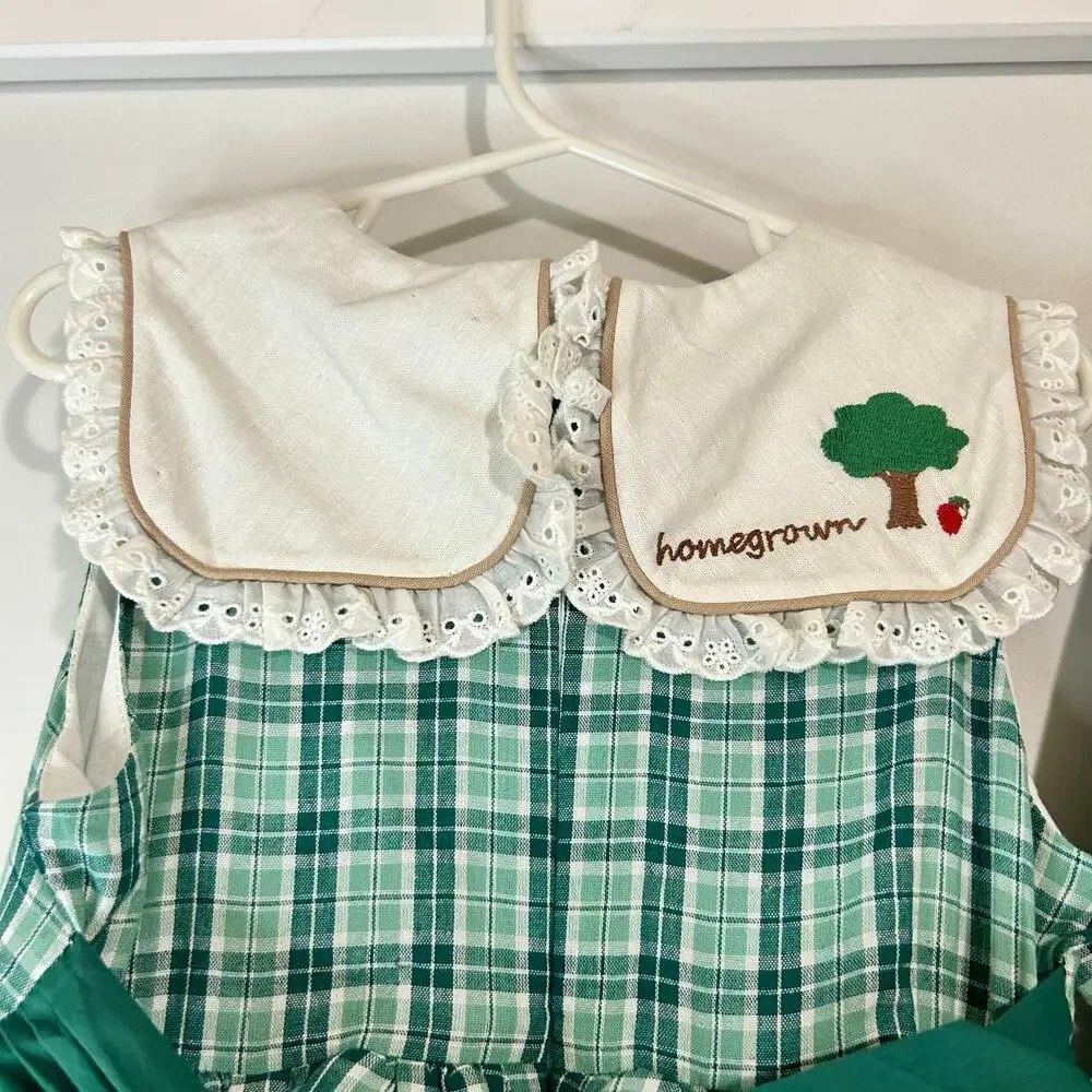 Two Roosters Clothing Girls Homegrown Pettiskirt Dress Green Plaid 5 NWT Flaws